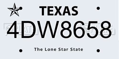 4DW8658 Texas License Plate