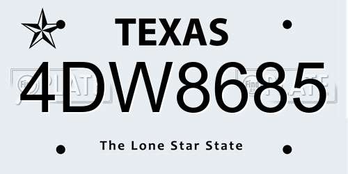 4DW8685 Texas License Plate