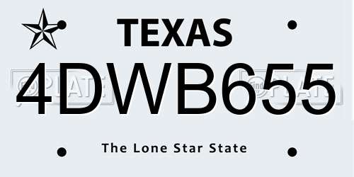 4DWB655 Texas License Plate