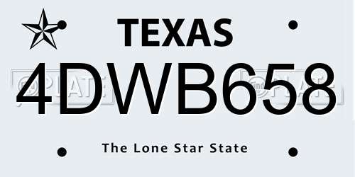 4DWB658 Texas License Plate