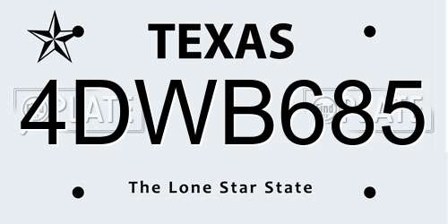 4DWB685 Texas License Plate