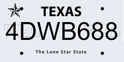 4DWB688 Texas License Plate