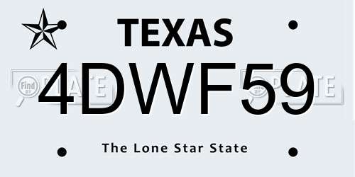 4DWF59 Texas License Plate