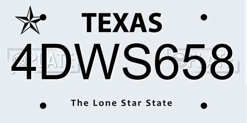 4DWS658 Texas License Plate