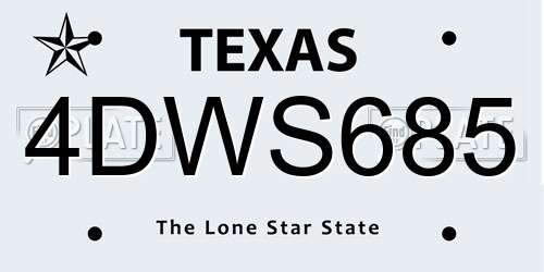 4DWS685 Texas License Plate