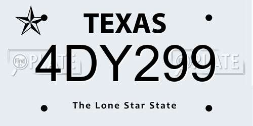 4DY299 Texas License Plate