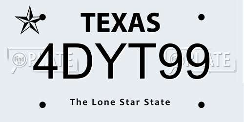4DYT99 Texas License Plate
