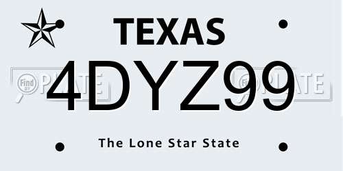 4DYZ99 Texas License Plate