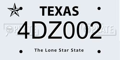 4DZ002 Texas License Plate