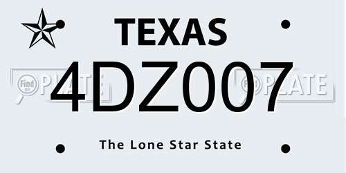 4DZ007 Texas License Plate