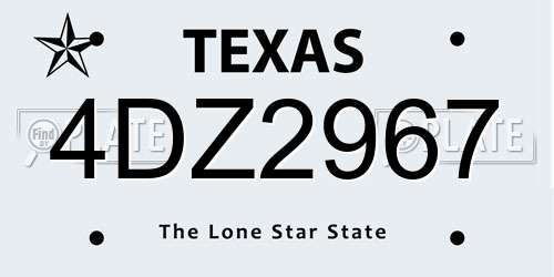 4DZ2967 Texas License Plate