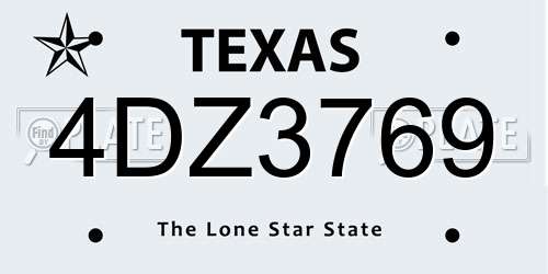 4DZ3769 Texas License Plate