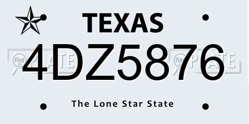 4DZ5876 Texas License Plate
