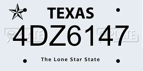 4DZ6147 Texas License Plate