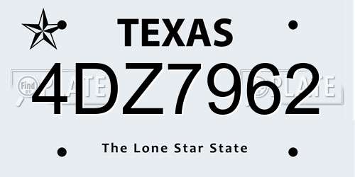 4DZ7962 Texas License Plate