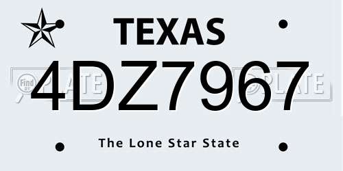 4DZ7967 Texas License Plate
