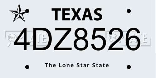 4DZ8526 Texas License Plate
