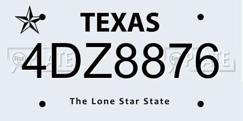 4DZ8876 Texas License Plate