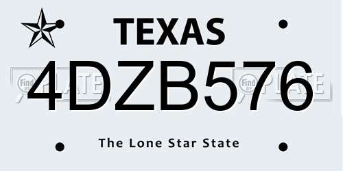 4DZB576 Texas License Plate