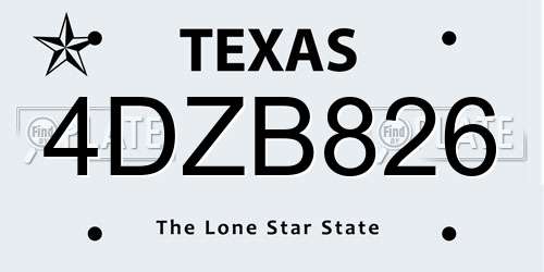 4DZB826 Texas License Plate