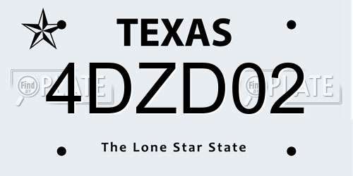 4DZD02 Texas License Plate