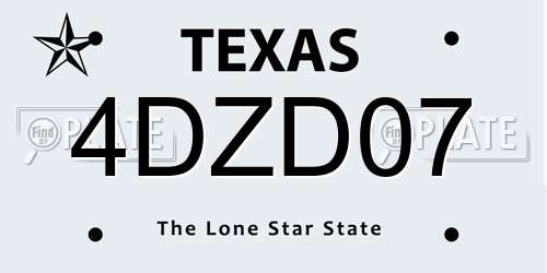 4DZD07 Texas License Plate