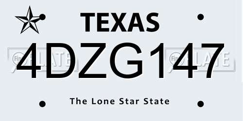 4DZG147 Texas License Plate