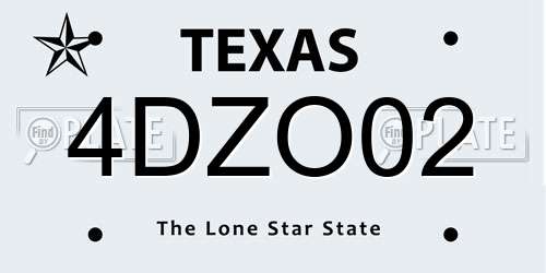 4DZO02 Texas License Plate