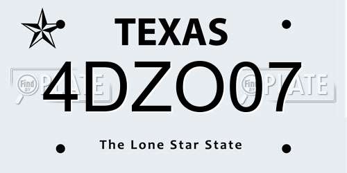 4DZO07 Texas License Plate