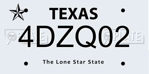 4DZQ02 Texas License Plate