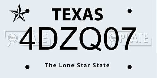 4DZQ07 Texas License Plate