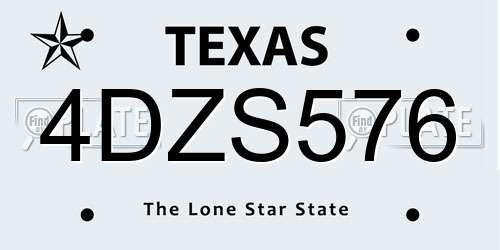 4DZS576 Texas License Plate