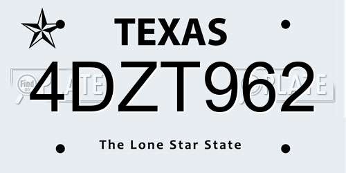 4DZT962 Texas License Plate