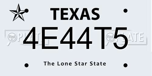 4E44T5 Texas License Plate