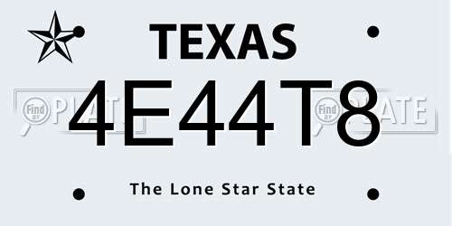 4E44T8 Texas License Plate