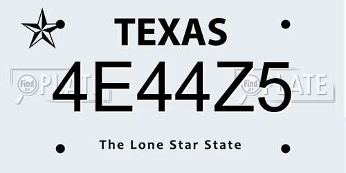 4E44Z5 Texas License Plate