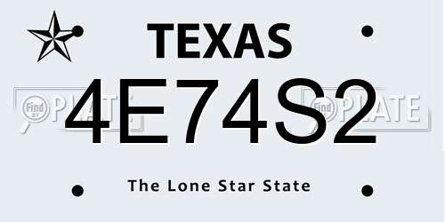 4E74S2 Texas License Plate