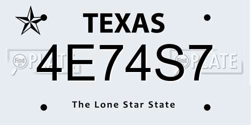 4E74S7 Texas License Plate