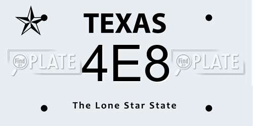 4E8 Texas License Plate