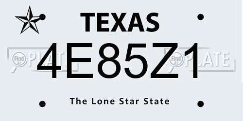 4E85Z1 Texas License Plate