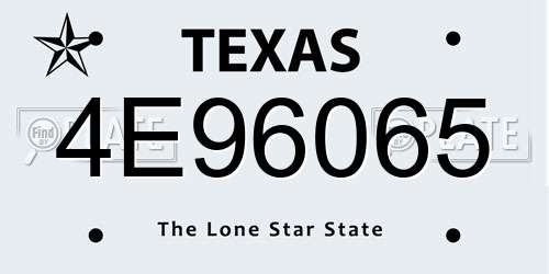 4E96065 Texas License Plate