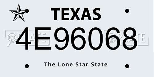 4E96068 Texas License Plate