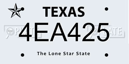 4EA425 Texas License Plate