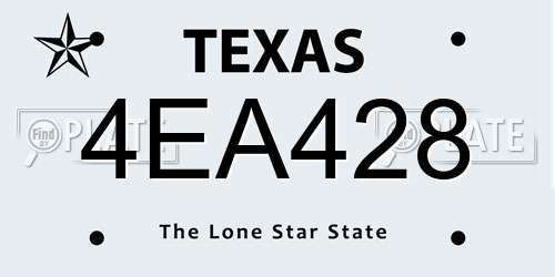 4EA428 Texas License Plate