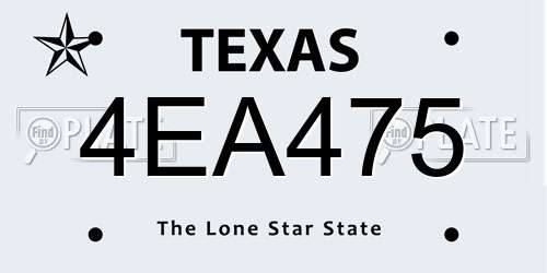 4EA475 Texas License Plate