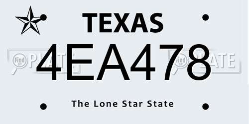 4EA478 Texas License Plate