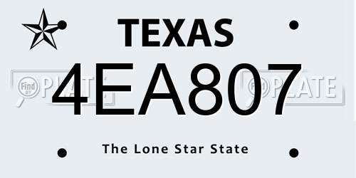4EA807 Texas License Plate