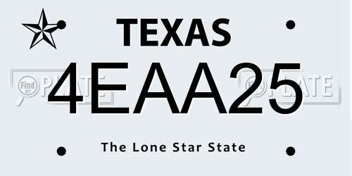 4EAA25 Texas License Plate