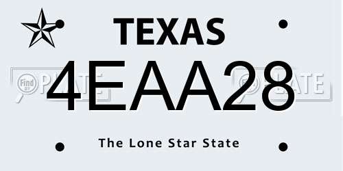 4EAA28 Texas License Plate