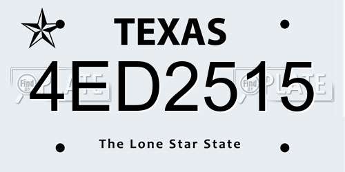 4ED2515 Texas License Plate